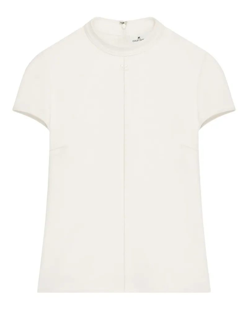 Courrèges Kurzärmelige Heritage Kreppbluse - Weiß Weiß