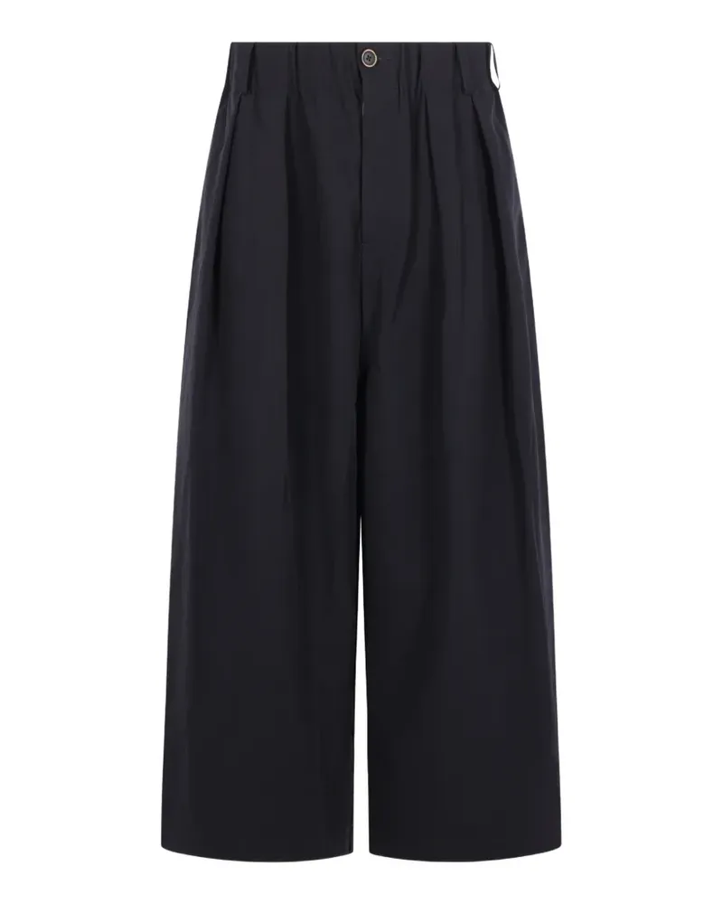 Uma Wang Cropped-Hose mit Bundfalten - Schwarz Schwarz