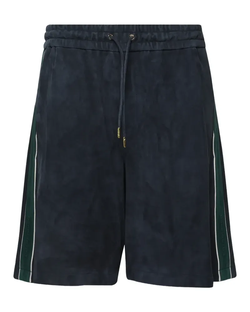 Casablanca Paris side-stripe suede shorts - Blau Blau