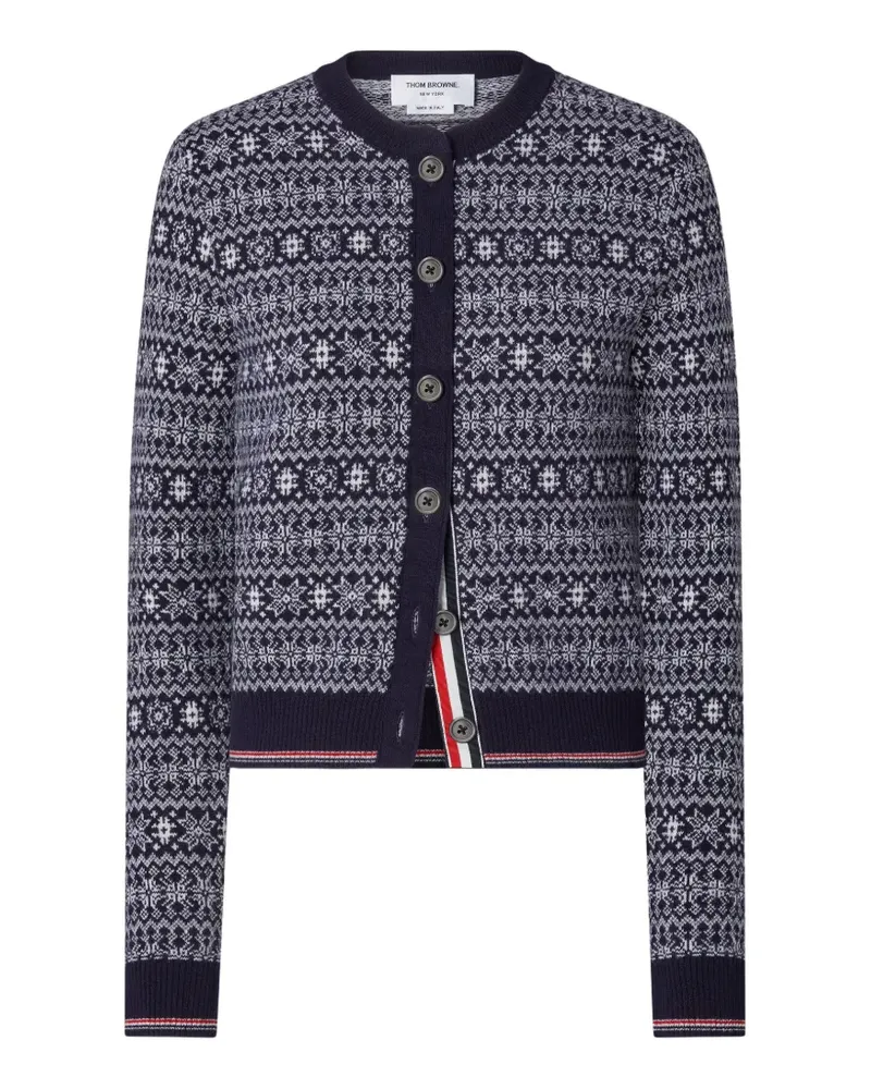 Thom Browne Snowflake Cardigan aus Merinowoll-Jacquard - Blau Blau