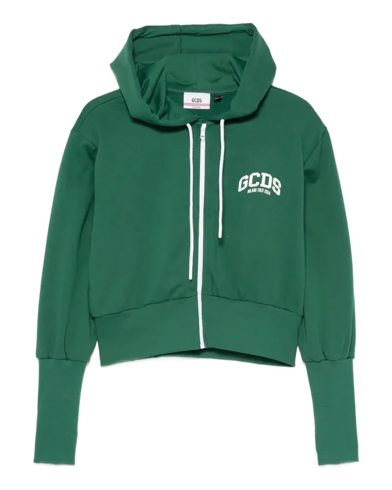 GCDS zip-up logo-print hoodie - Grün Grün