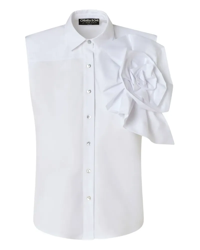 Chiara Boni Top mit Blumenapplikation - Weiß Weiß