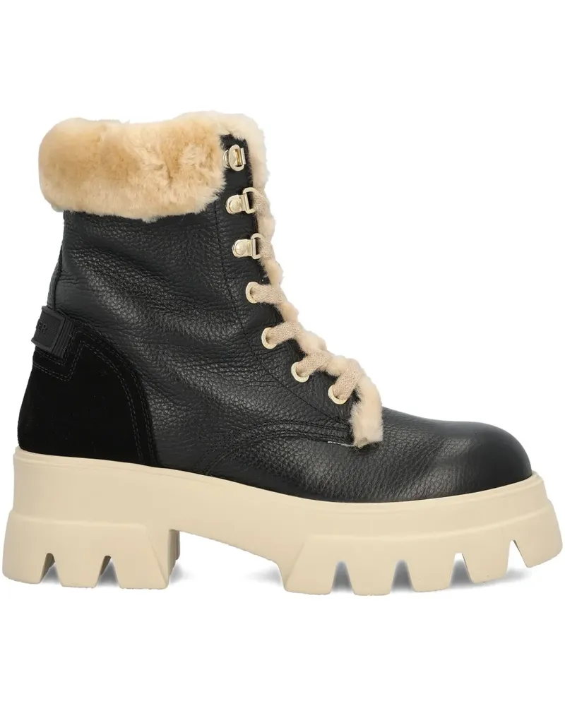 Bogner shearling-trim lace-up combat boots - Schwarz Schwarz
