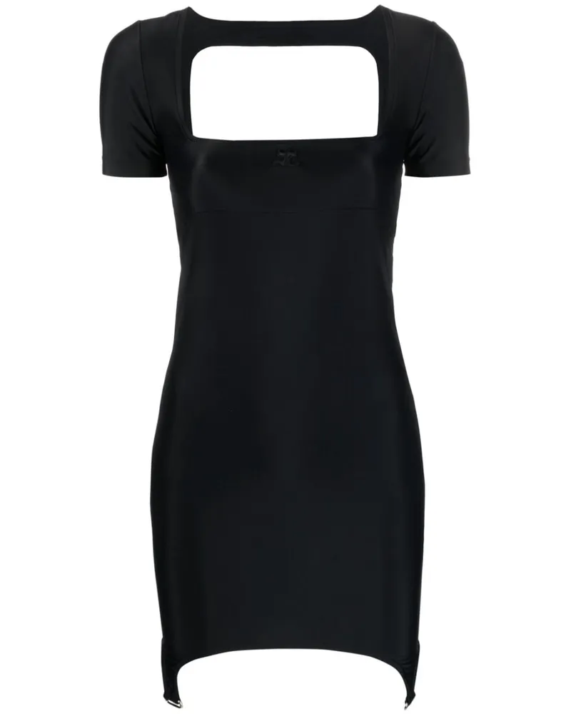 Courrèges Minikleid mit eckigem Ausschnitt - Schwarz Schwarz