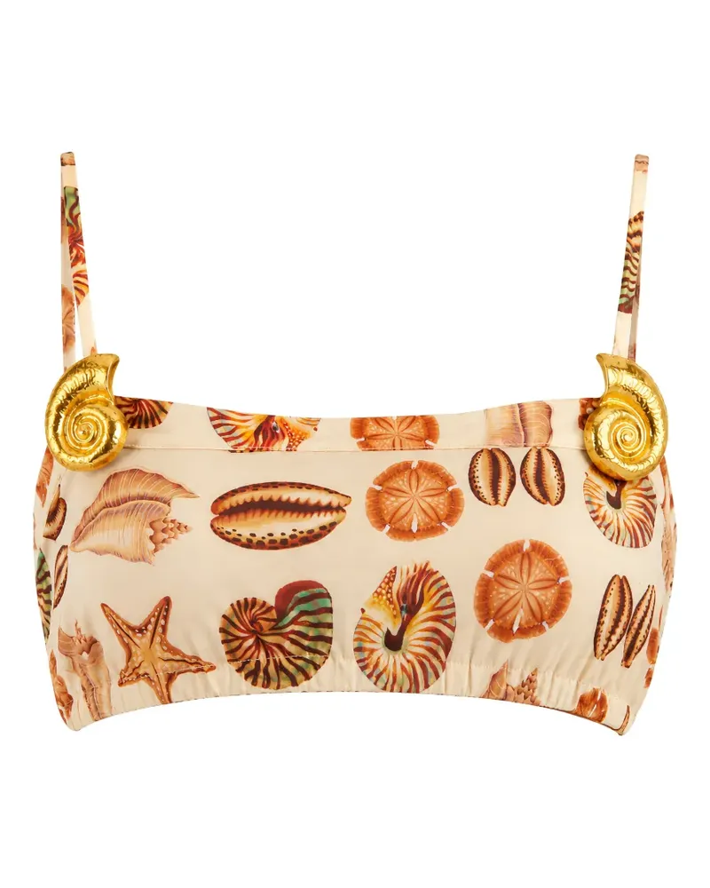 FARM Rio marine shells-print balloon top - Nude Nude