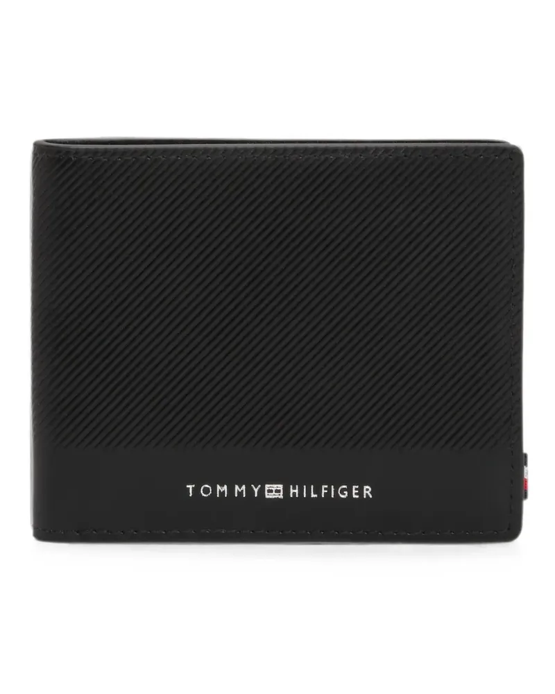 Tommy Hilfiger logo-detail diagonal-textured wallet - Schwarz Schwarz
