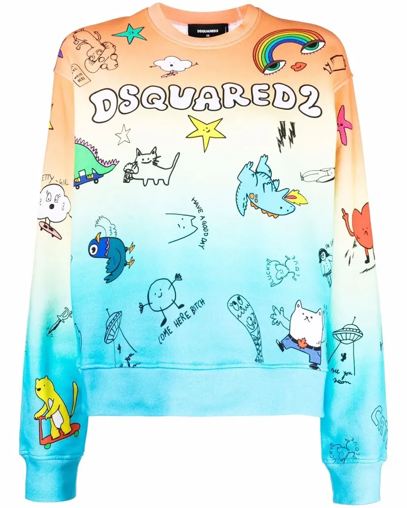 Dsquared2 Sweatshirt mit Kritzel-Detail - Blau Blau