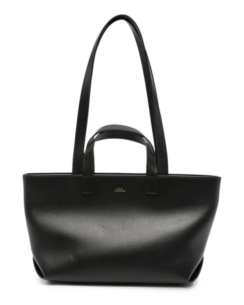 A.P.C. logo-print leather tote bag - Schwarz Schwarz