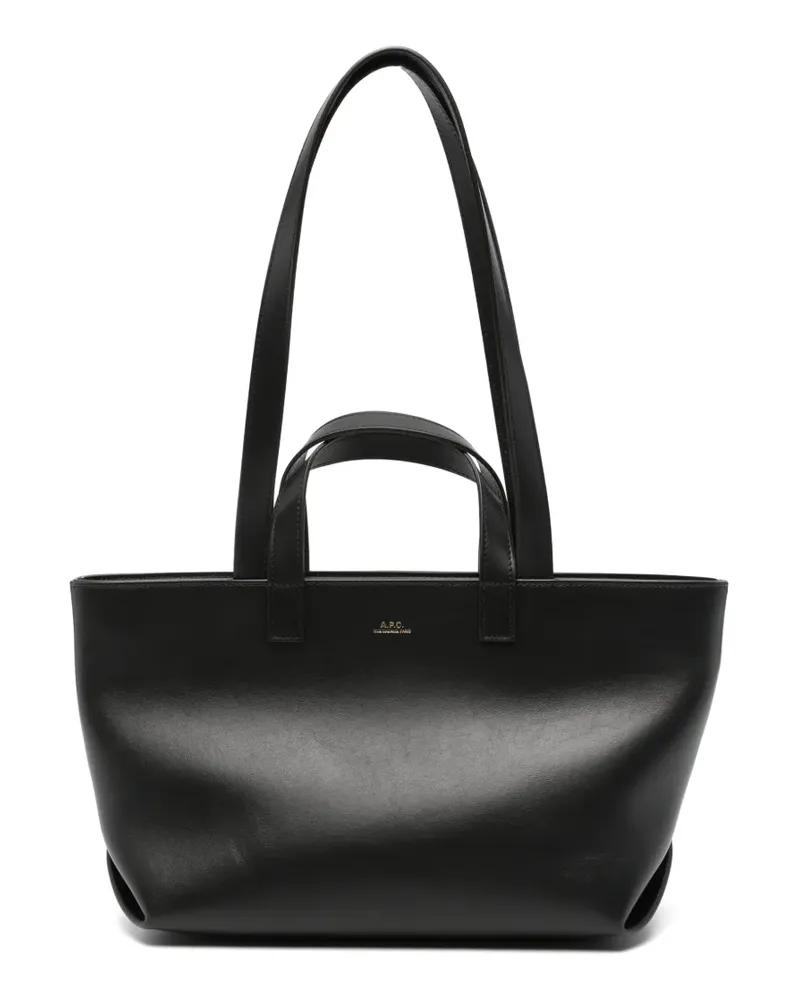 A.P.C. logo-print leather tote bag - Schwarz Schwarz