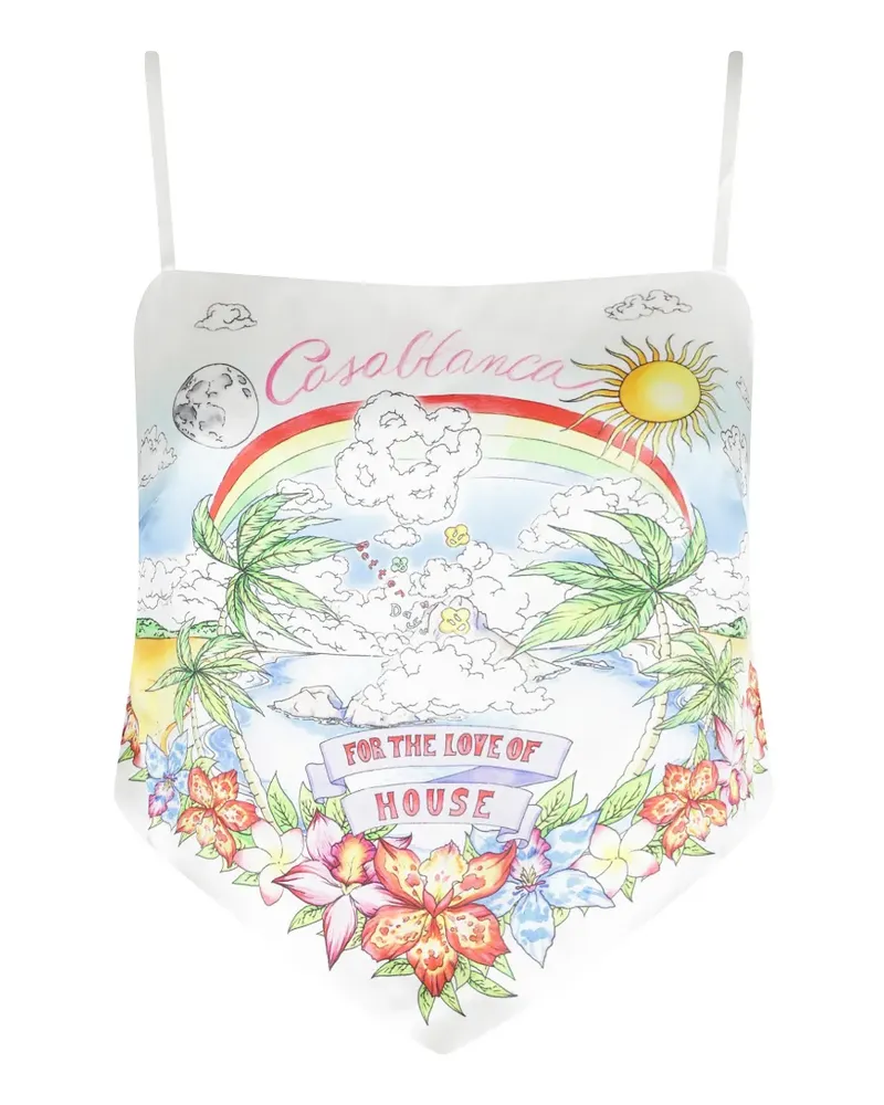 Casablanca Paris printed self-tie top - Weiß Weiß