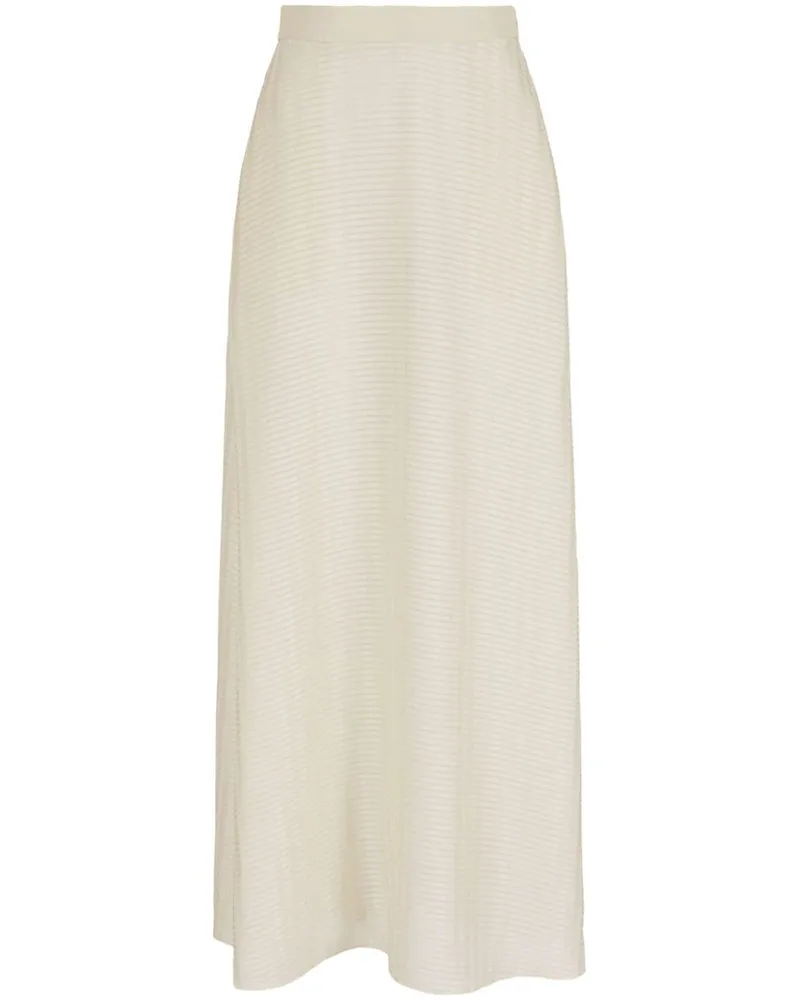 Emporio Armani Gestreifter Chiffon-Maxirock Nude