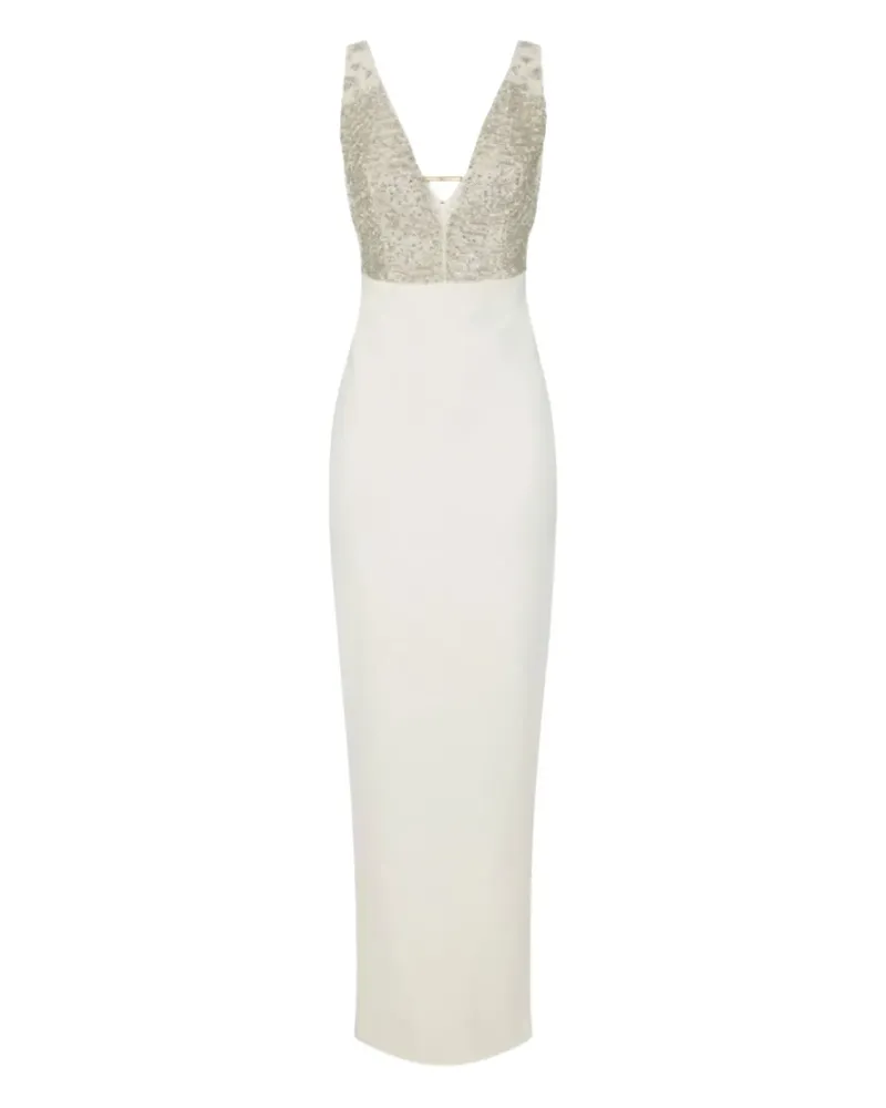 Elisabetta Franchi Maxikleid mit Perlendetail - Nude Nude