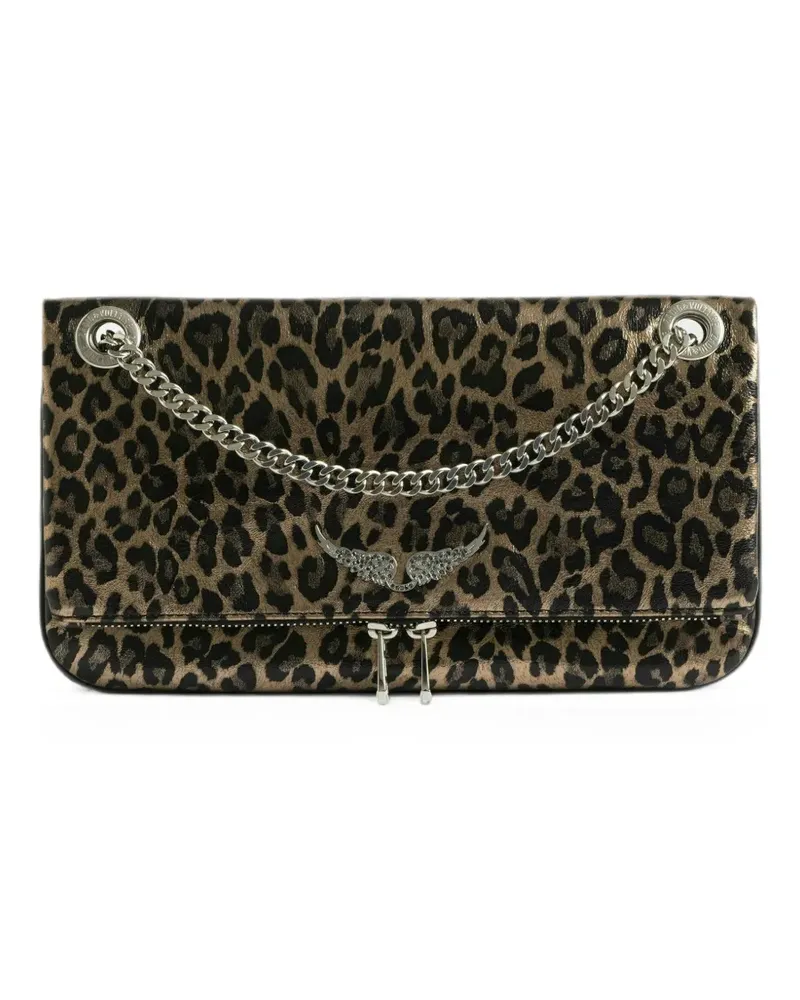 Zadig & Voltaire Rock II leopard-print leather shoulder bag - Braun Braun