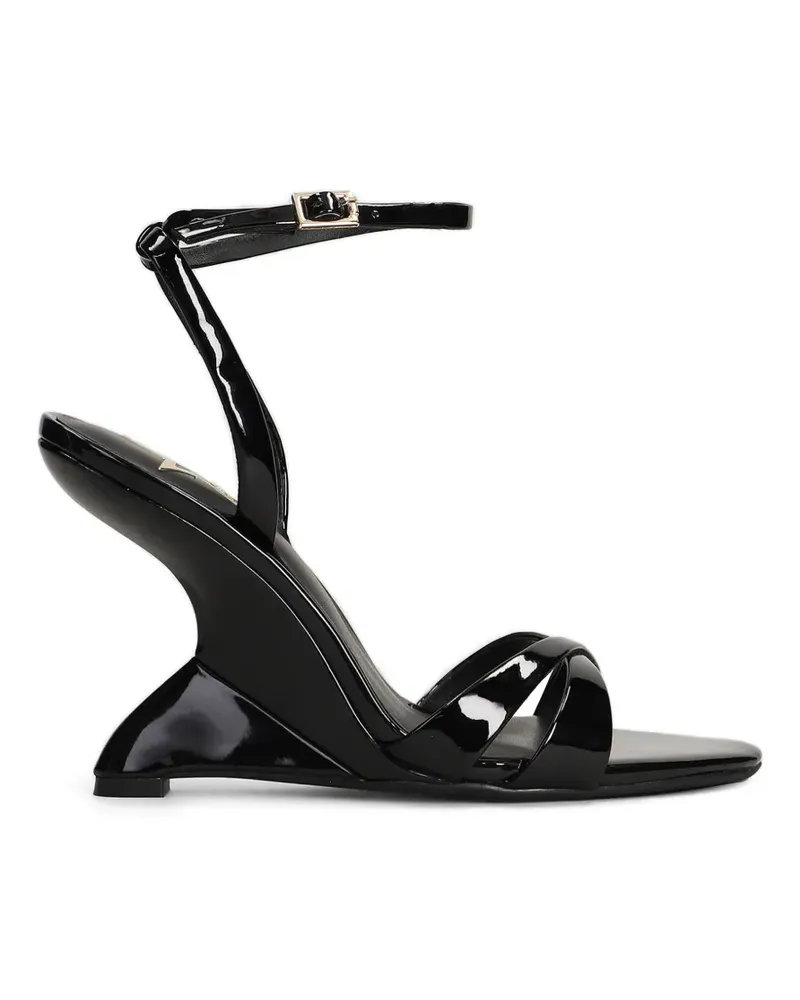 MARC ELLIS patent-finish sculptural-wedge sandals - Schwarz Schwarz
