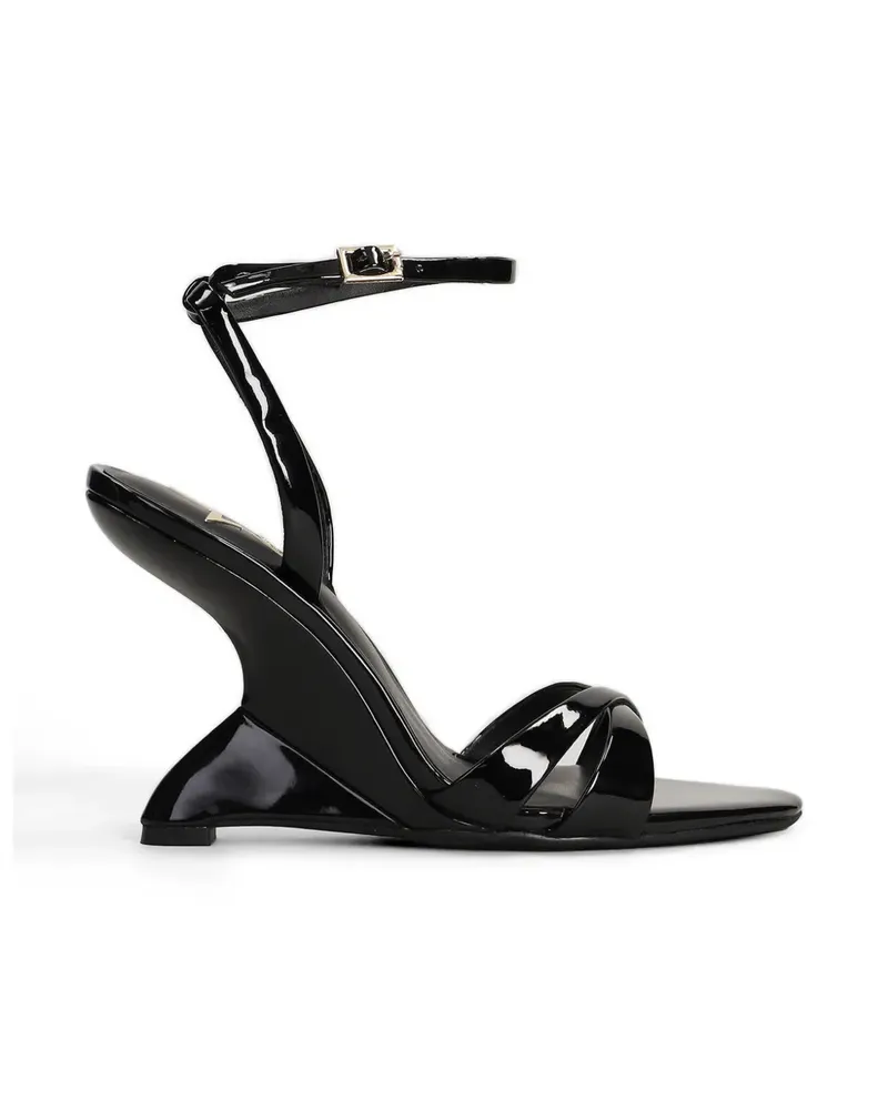 MARC ELLIS patent-finish sculptural-wedge sandals - Schwarz Schwarz