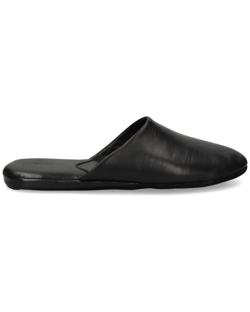 HUGO BOSS Slipper aus Leder - Schwarz Schwarz