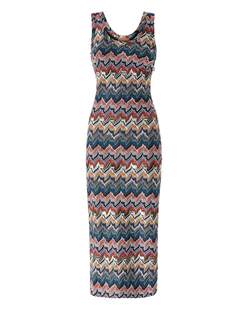 Missoni Ärmelloses Midikleid mit Zickzackmuster - Blau Blau