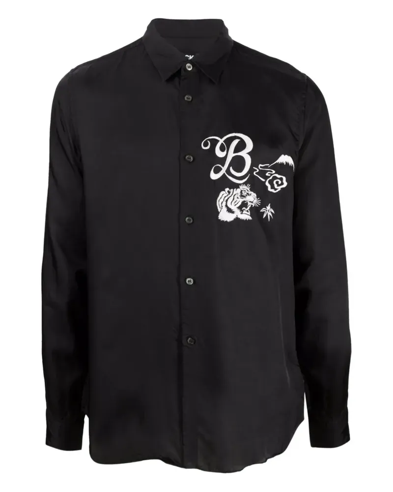 Comme des Garçons Hemd mit Tigerstickerei - Schwarz Schwarz