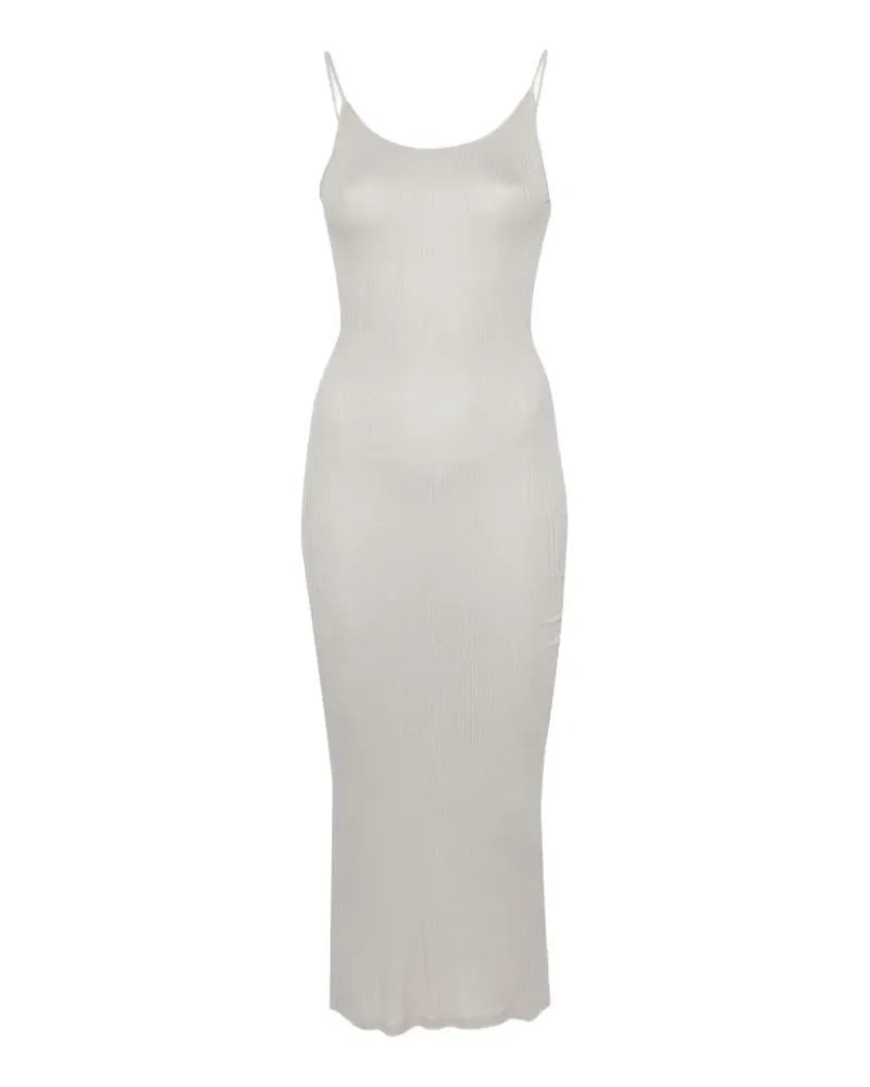 Majestic ribbed-knit scoop-neck maxi dress - Grau Grau