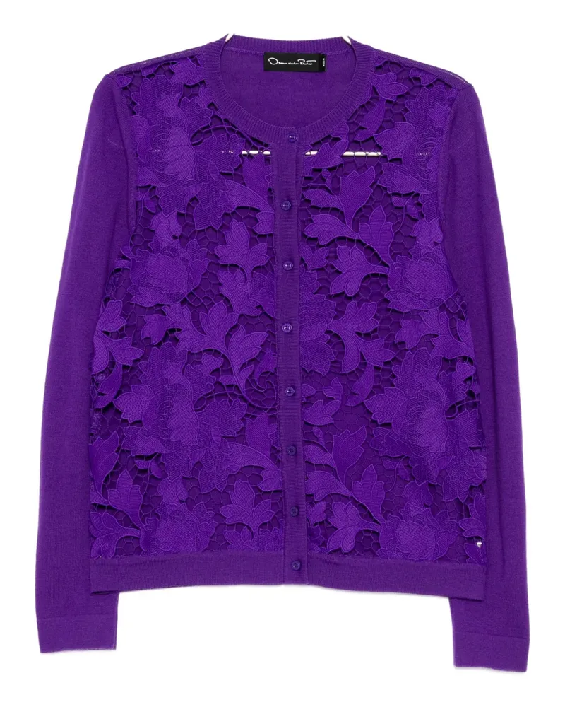 Oscar de la Renta floral lace cardigan - Violett Violett