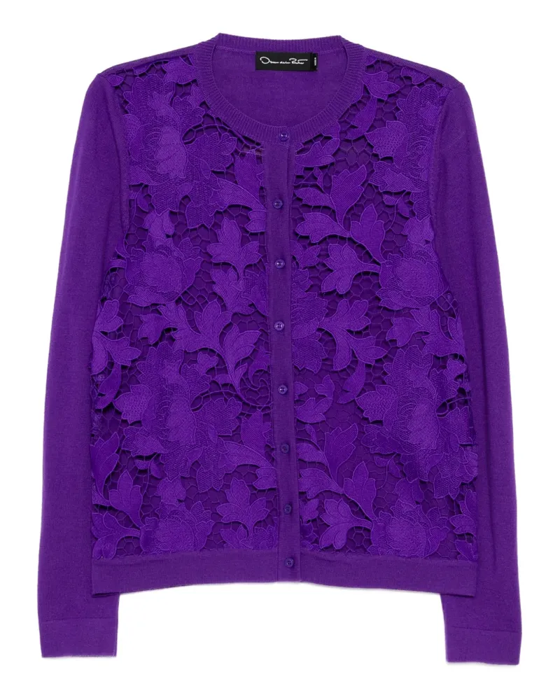 Oscar de la Renta floral lace cardigan - Violett Violett