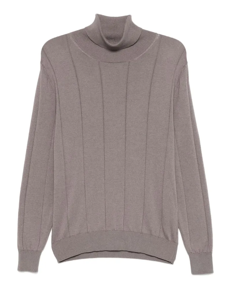 Eleventy Gerippter Rollkragenpullover - Grau Grau