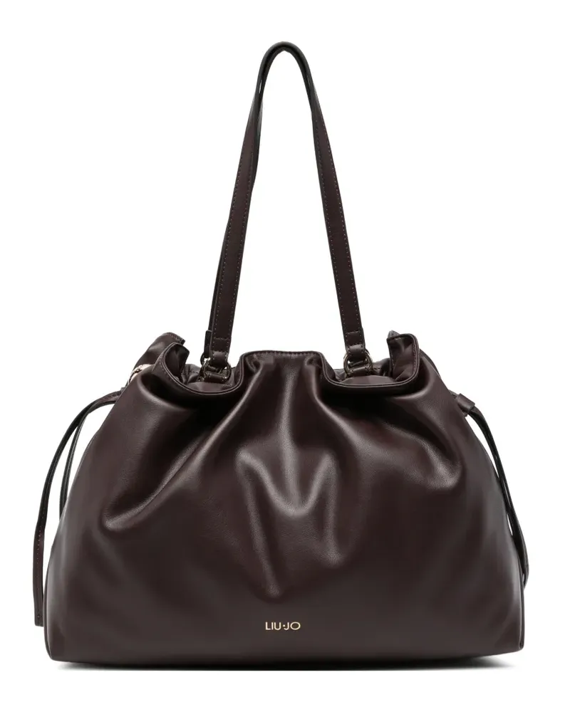 Liu Jo drawstring-fastening logo-plaque tote bag - Braun Braun