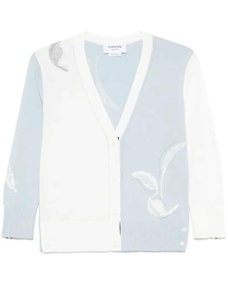 Thom Browne Cardigan mit Feder-Intarsie - Blau Blau