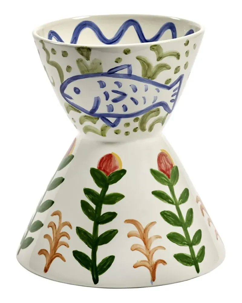 Serax Fish Vase mit Blumenmuster - Weiß Weiß