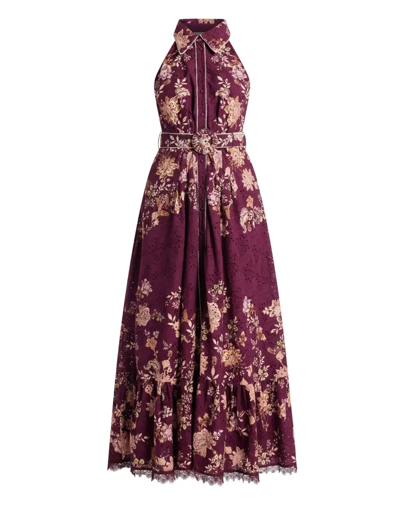Hemant & Nandita Savi Maxikleid mit Blumengürtel - Violett Violett