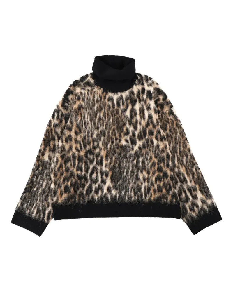 Ganni Rollkragenpullover mit Animal-Print - Nude Nude