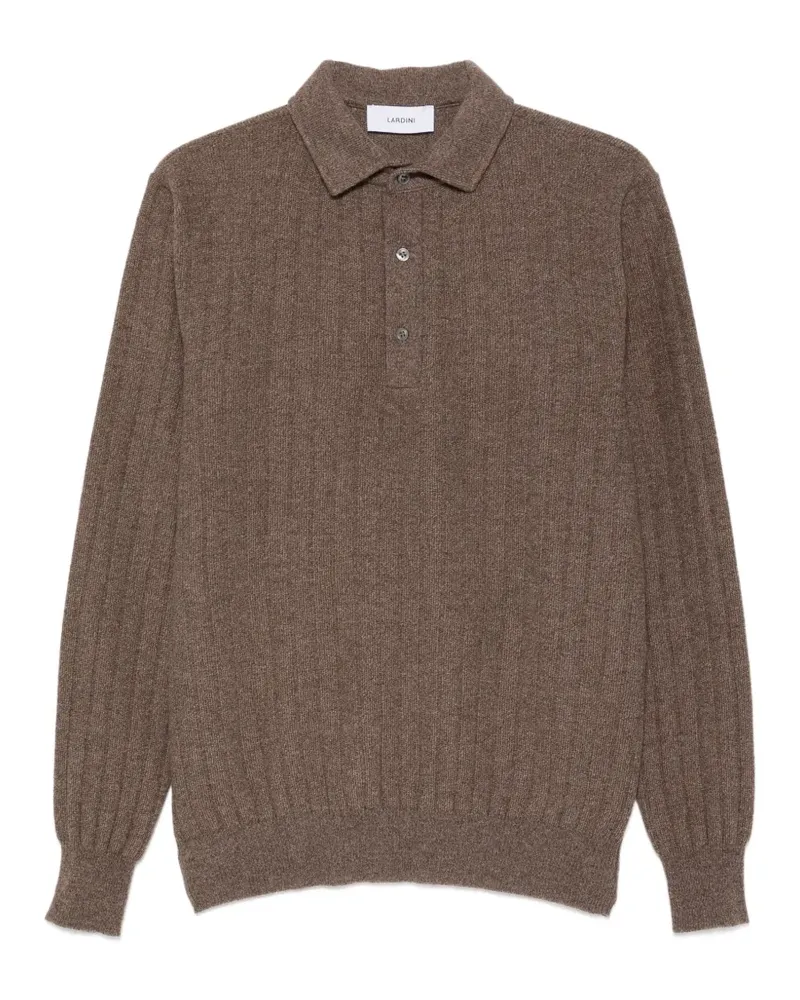 LARDINI Geripptes Poloshirt - Braun Braun