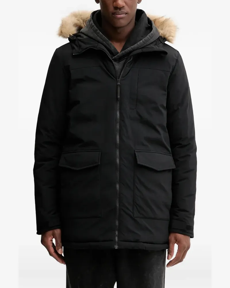 adidas hooded parka coat - Schwarz Schwarz