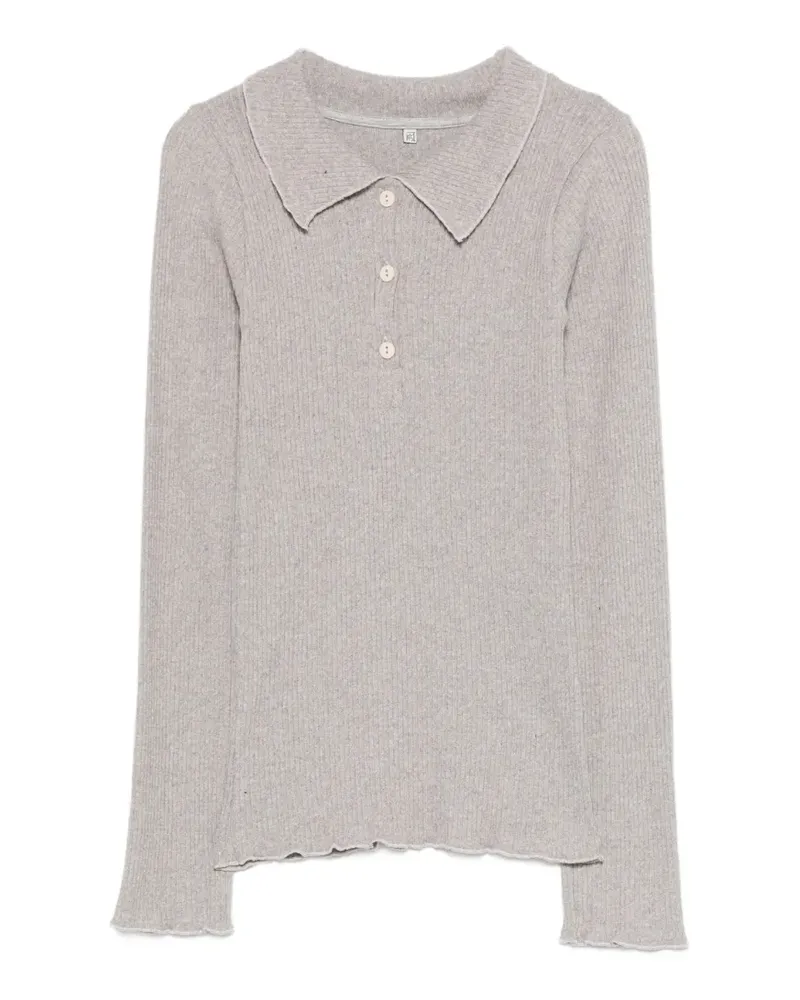 Baserange Dual ong-sleeve polo top - Grau Grau
