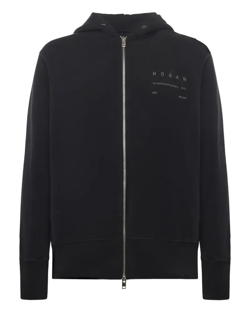 Hogan Hoodie mit Logo-Print - Schwarz Schwarz