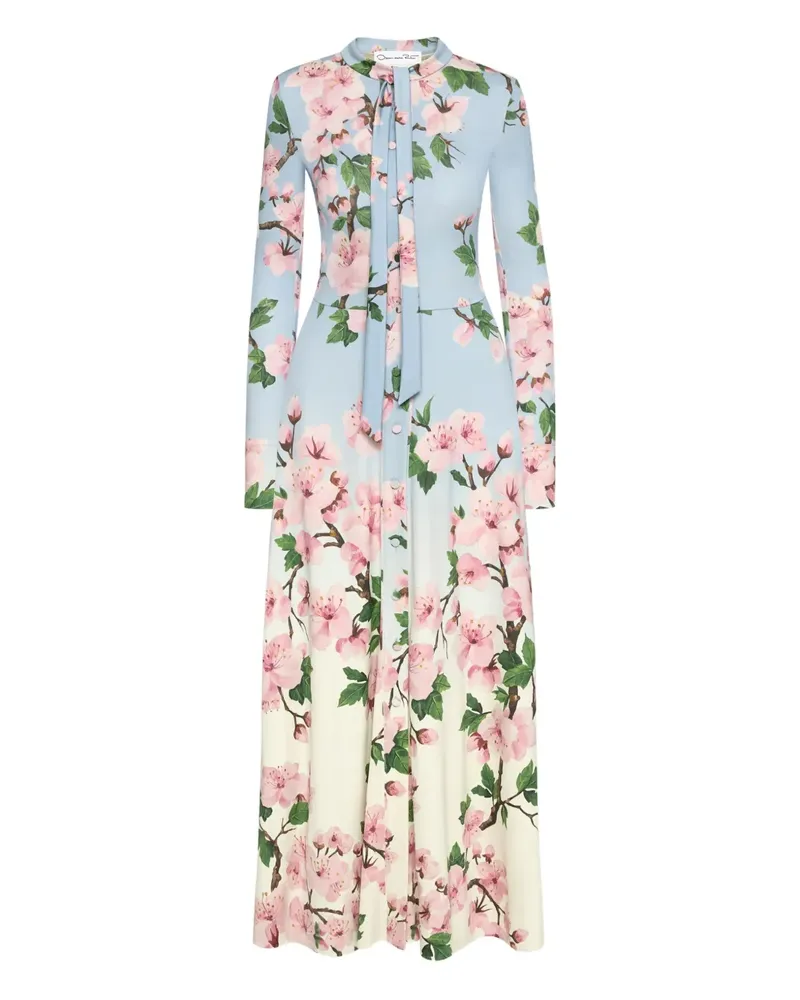 Oscar de la Renta Cherry Blossom Ombré-Kleid - Blau Blau