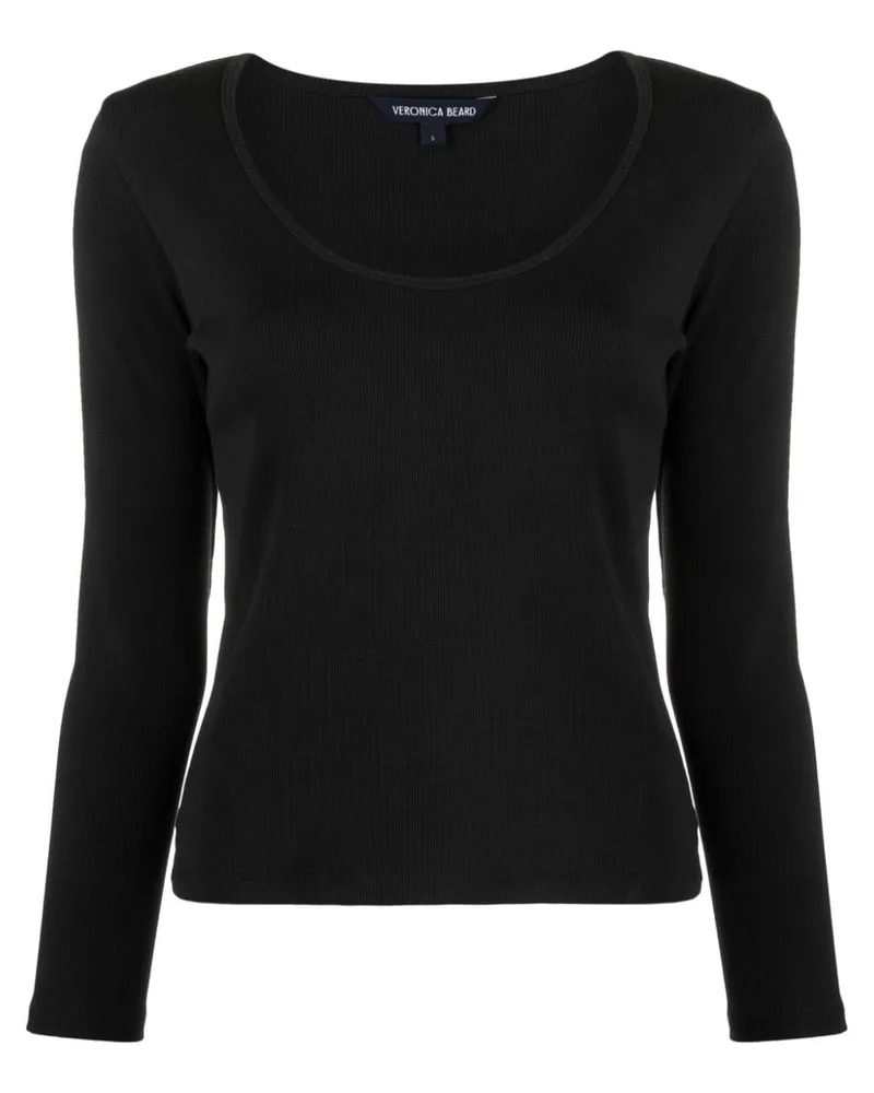 Veronica Beard T-Shirt mit U-Ausschnitt - Schwarz Schwarz