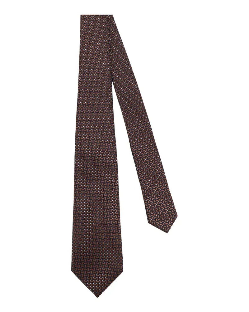 Kiton patterned silk tie - Schwarz Schwarz