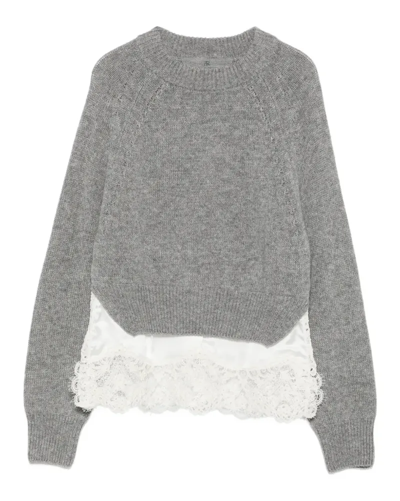 Ermanno Scervino lace-trimmed cropped sweater - Grau Grau