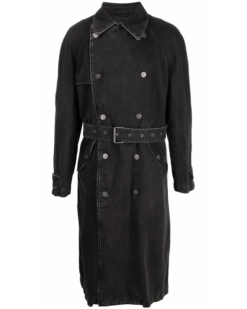 Diesel Doppelreihiger D-Delirious Trenchcoat Schwarz