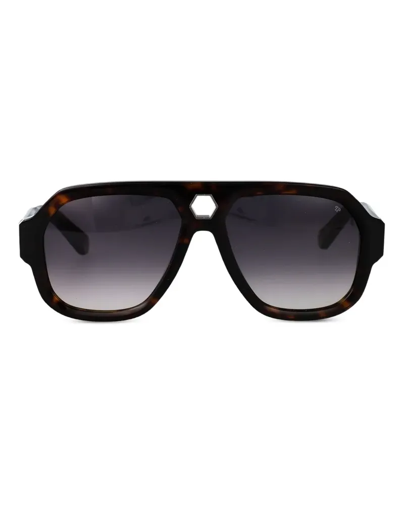 Philipp Plein Sonnenbrille mit geometrischem Gestell - Braun Braun