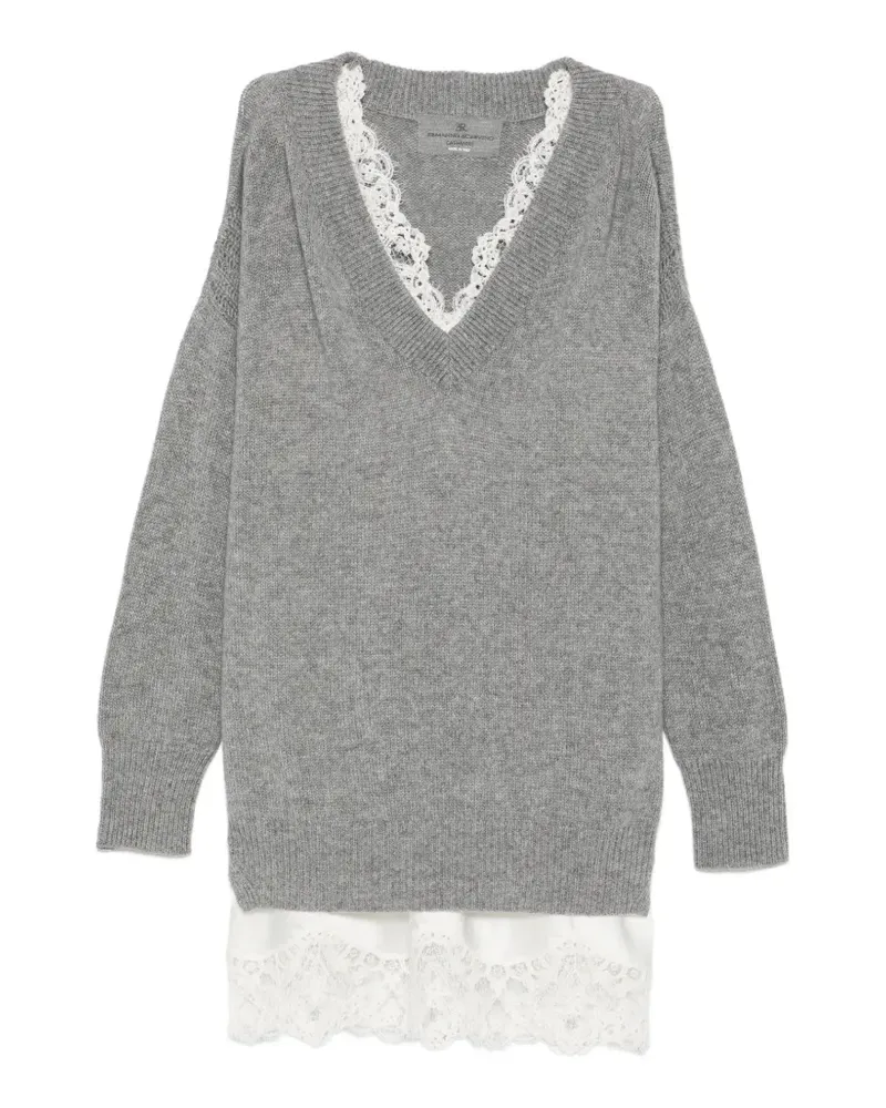 Ermanno Scervino lace-trim mini dress - Grau Grau