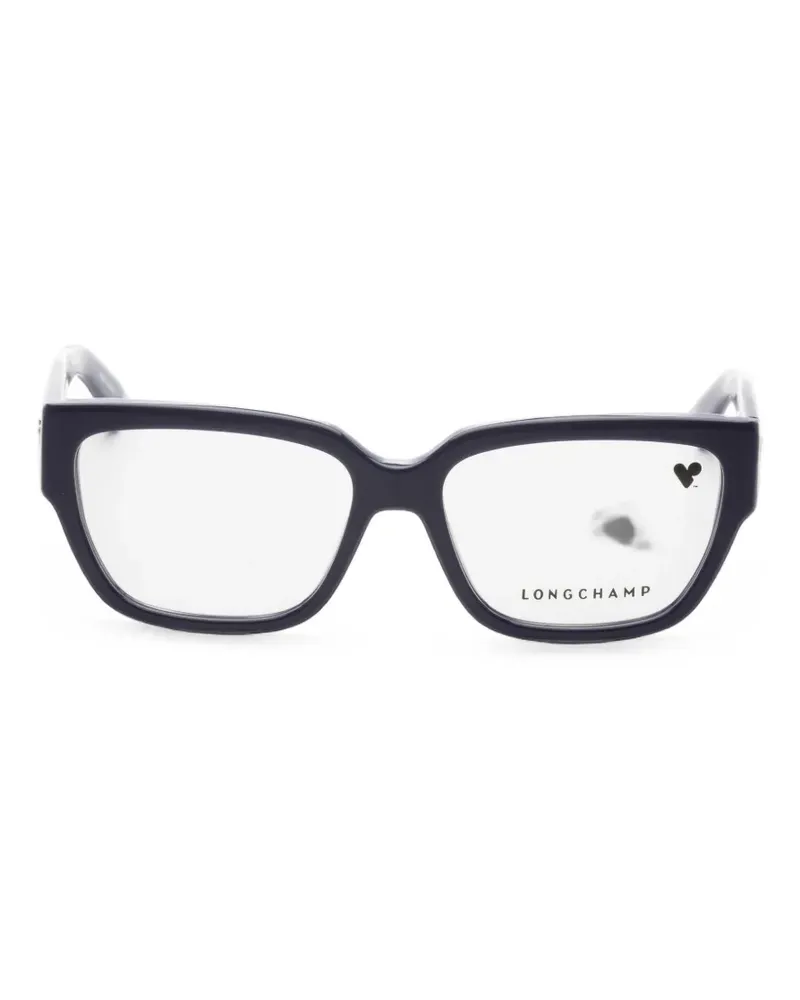 Longchamp Eckige Brille mit Logo-Schild - Blau Blau