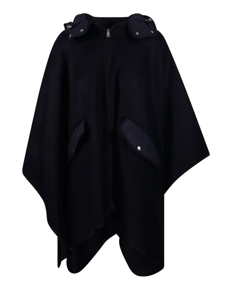 Moncler logo-patch hooded cape - Blau Blau