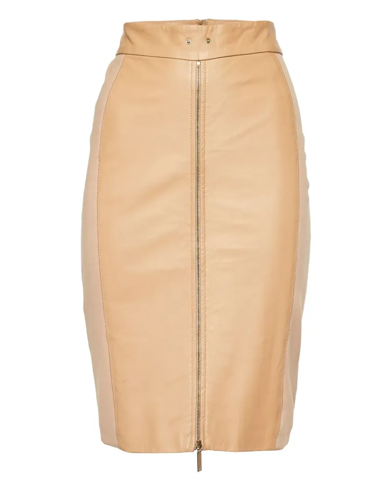 Elisabetta Franchi Pre-owned zweifarbiger Leder-Bleistiftrock - Nude Nude