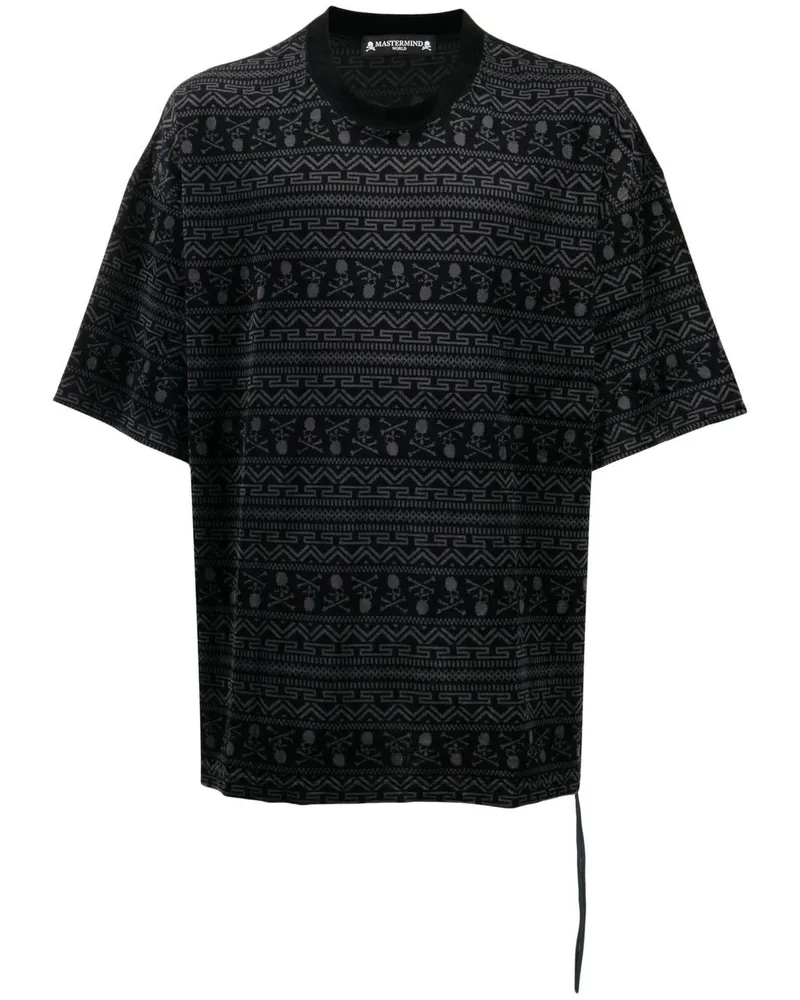 Mastermind World T-Shirt mit abstraktem Muster - Schwarz Schwarz