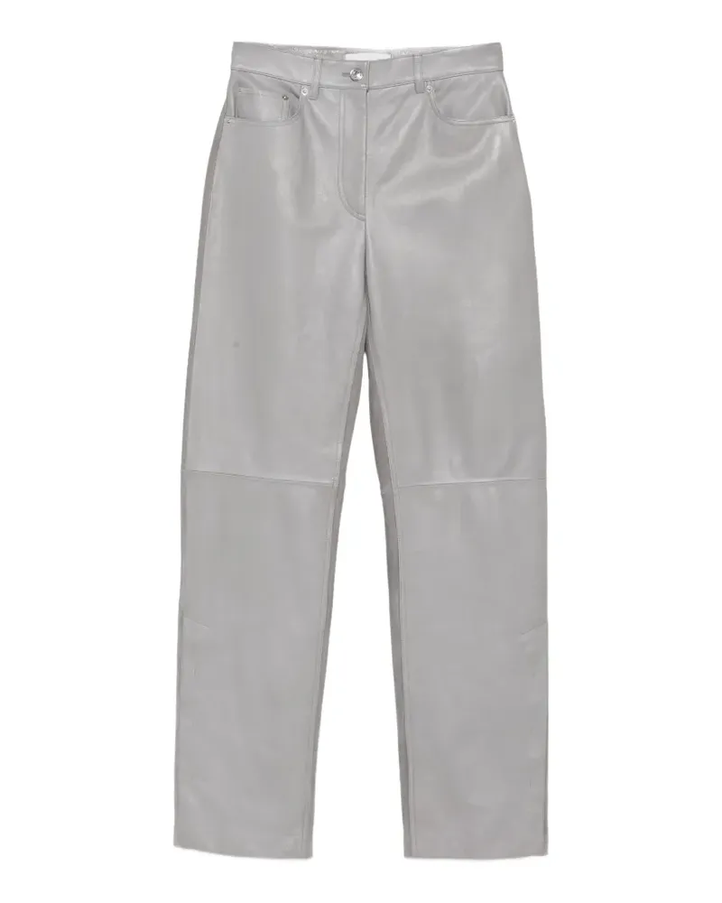 SPORTMAX Lederhose mit Einsätzen - Grau Grau