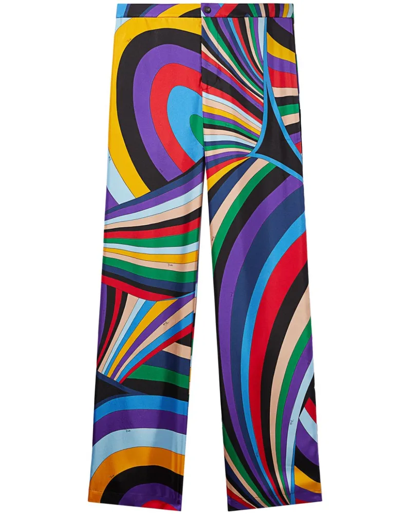 Emilio Pucci Seidenhose mit Iride-Print - Schwarz Schwarz