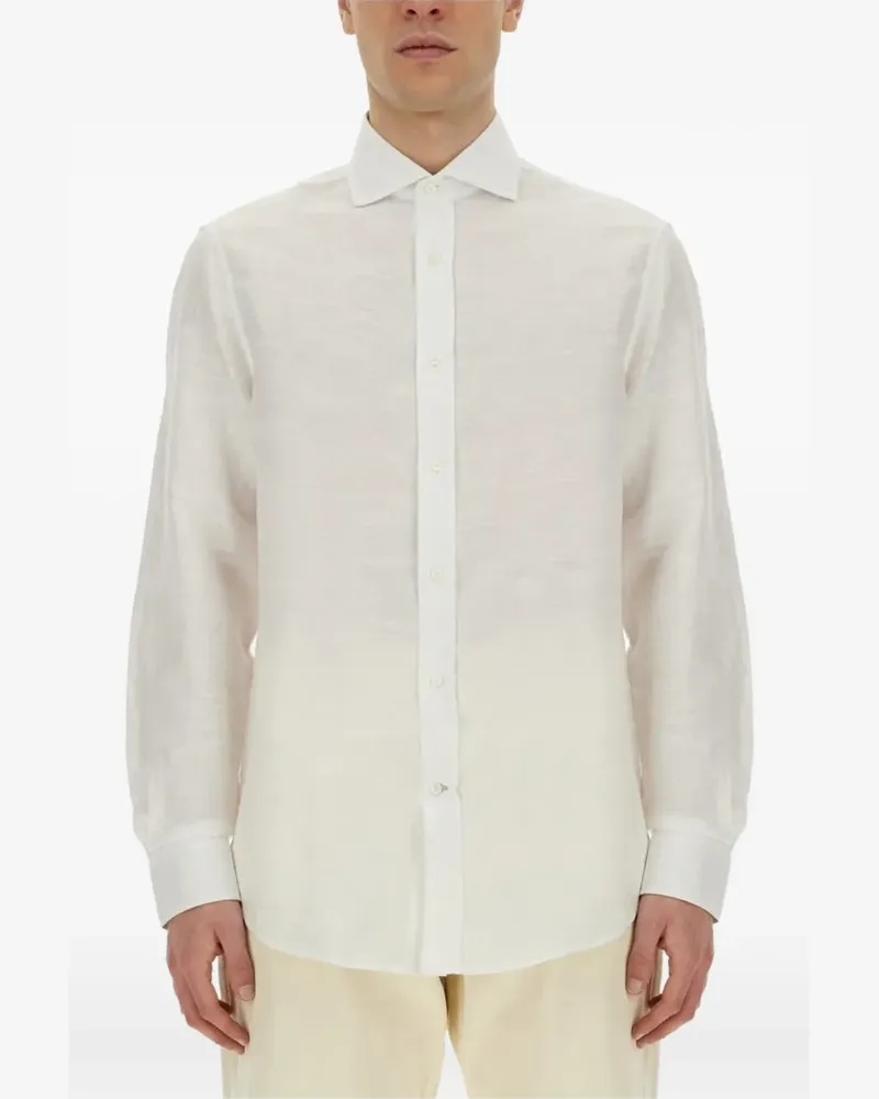 Brunello Cucinelli long-sleeve linen shirt - Weiß Weiß