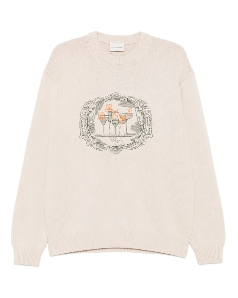 Drôle de Monsieur Pullover mit grafischem Print - Nude Nude